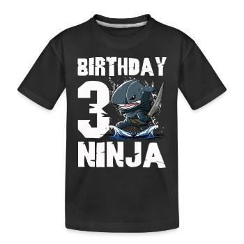 Shark Ninja I'm 3 - Action Underwater Birthday - Kids' Premium Organic T-Shirt - black - Front