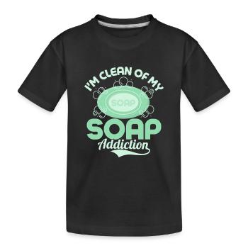 Je suis débarrassé de ma dépendance au savon. Savonnerie Soapmak - T-shirt bio Premium Enfant - noir - Devant
