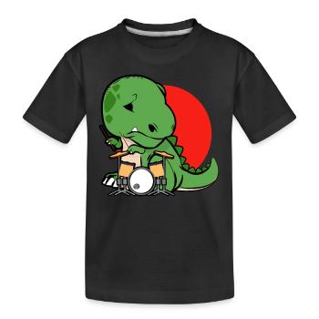 Lustiger Drache Trommel Spieler Schlagzeuger - Kinder Premium Bio T-Shirt - Schwarz - Vorne