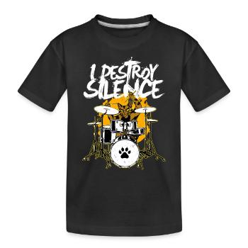 Lustiges Schlagzeuger Cat Drummer - Kinder Premium Bio T-Shirt - Schwarz - Vorne