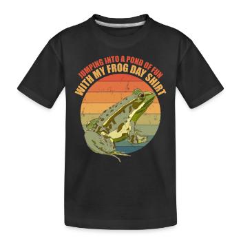 Retro Toad Pond Of Fun Vintage Frog Day - Kinder Premium Bio T-Shirt - Schwarz - Vorne
