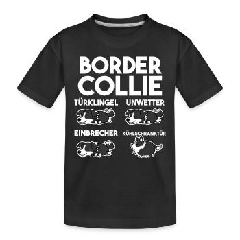 Hund Border Collie - Kinder Premium Bio T-Shirt - Schwarz - Vorne