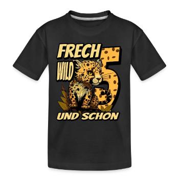 5. Kindergeburtstags Party Leopard Wild und Frech - Kinder Premium Bio T-Shirt - Schwarz - Vorne