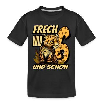 6. Kindergeburtstags Party Leopard Wild und Frech - Kinder Premium Bio T-Shirt - Schwarz - Vorne