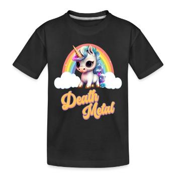 Licorne drôle avec Rainbow Death Metal - T-shirt bio Premium Enfant - noir - Devant