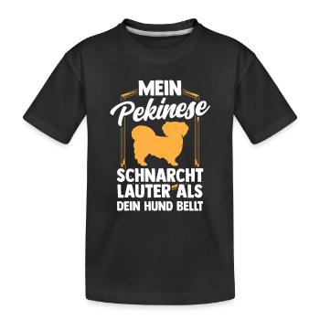 Pekinese schnarcht lauter Peking-Palasthund - Kinder Premium Bio T-Shirt - Schwarz - Vorne