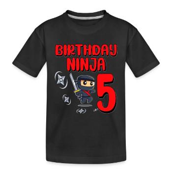 Birthday Ninja 5 Years Old Bday Party Gift Ninja - Kinder Premium Bio T-Shirt - Schwarz - Vorne