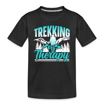 Trekking Ist Meine Therapie Wanderer Wandern - Kinder Premium Bio T-Shirt - Schwarz - Vorne