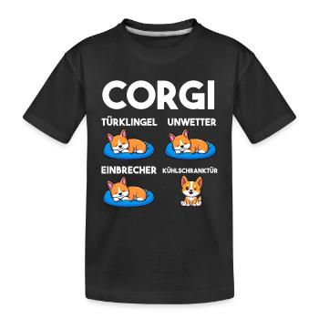 Hund Corgi - Kinder Premium Bio T-Shirt - Schwarz - Vorne