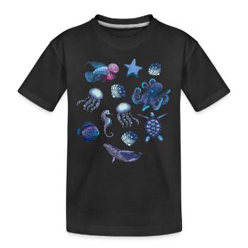 Amateur de poissons Animal marin mer - T-shirt bio Premium Enfant - noir - Devant