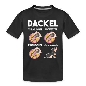 Hund Dackel - Kinder Premium Bio T-Shirt - Schwarz - Vorne