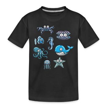 Aquatic animal ocean life marine animal - Kids' Premium Organic T-Shirt - black - Front