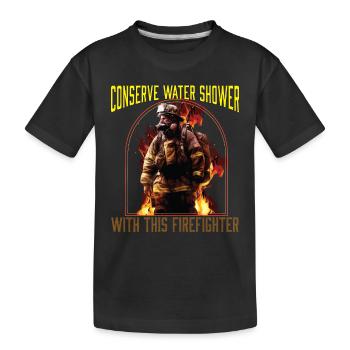 Conserver la douche d’eau avec ce pompier - T-shirt bio Premium Enfant - noir - Devant