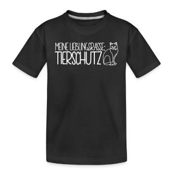 Tierschutz Katze Meine Lieblingsrasse Tierschutz - Kinder Premium Bio T-Shirt - Schwarz - Vorne