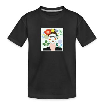 Blumenfrau Portät - Kinder Premium Bio T-Shirt - Schwarz - Vorne