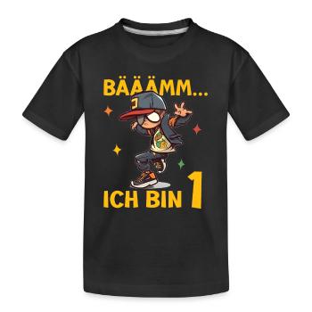 1.Geburtstag Jungen - Bääm ich bin 1 Coole Jungs - Kinder Premium Bio T-Shirt - Schwarz - Vorne