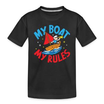 Bateau papa Capitaine Pontoon Sailor Croisière - T-shirt bio Premium Enfant - noir - Devant