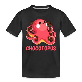 Chocotopus Octopus Lustiges Naschkatzen - Kinder Premium Bio T-Shirt - Schwarz - Vorne