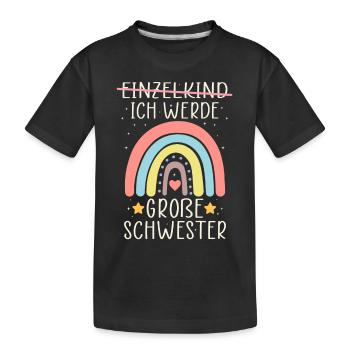 Ich werde Große Schwester Regenbogen Babyfeier - Kinder Premium Bio T-Shirt - Schwarz - Vorne