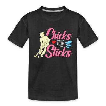 Field Hockey Chicks With Sticks Loves Goalkeeper - Kids' Premium Organic T-Shirt - black - Front