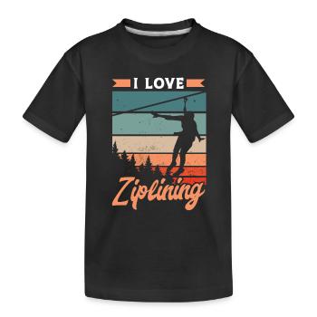 Ich Liebe Ziplining Seilrutsche Zipline Sport - Kinder Premium Bio T-Shirt - Schwarz - Vorne