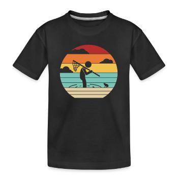 Retro Kaulquappe Laubfrosch Kröte Frosch Fänger - Kinder Premium Bio T-Shirt - Schwarz - Vorne