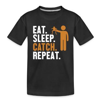 Eat Sleep Catch Repeat Kaulquappe Laubfrosch - Kinder Premium Bio T-Shirt - Schwarz - Vorne