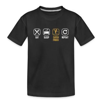 Eat Sleep Catch Frogs Repeat Kröte Kaulquappe - Kinder Premium Bio T-Shirt - Schwarz - Vorne