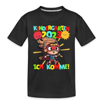 Kindergarten ich komme - Kindergartenkind 2023 - Kinder Premium Bio T-Shirt - Schwarz - Vorne