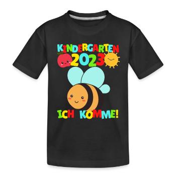 Kindergarten ich komme Biene Kindergartenkind 2022 - Kinder Premium Bio T-Shirt - Schwarz - Vorne