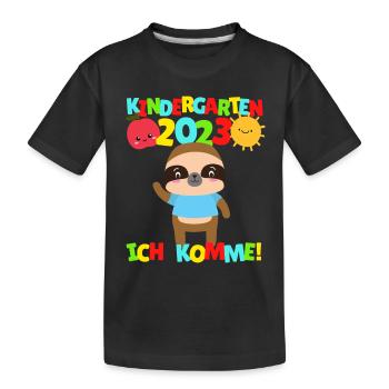 Kindergarten ich komme Kita Kindergartenkind 2022 - Kinder Premium Bio T-Shirt - Schwarz - Vorne