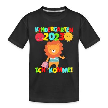 Kindergarten ich komme Löwe Kindergartenkind 2023 - Kinder Premium Bio T-Shirt - Schwarz - Vorne