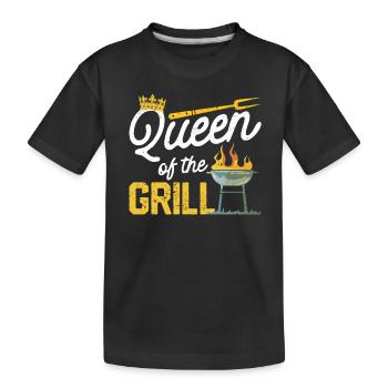 Queen of the Grill Funny Smoked Meat BBQ - Kids' Premium Organic T-Shirt - black - Front
