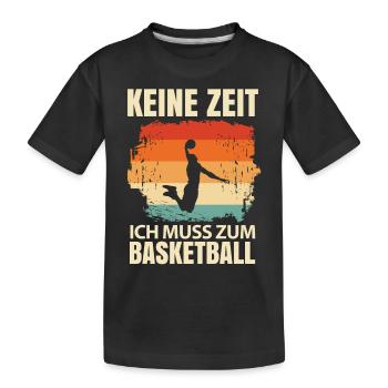 Basketballkorb Rucksack Basketball Court Geschenk - Kinder Premium Bio T-Shirt - Schwarz - Vorne