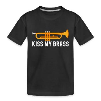 Trompete Trompetenspieler - Kinder Premium Bio T-Shirt - Schwarz - Vorne