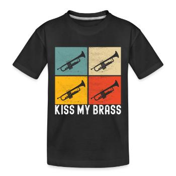 Trompete Trompetenspieler - Kinder Premium Bio T-Shirt - Schwarz - Vorne