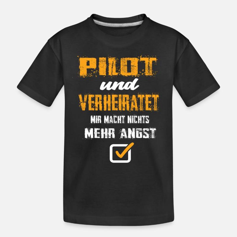 Pilot - Kinder Premium Bio T-Shirt - Schwarz