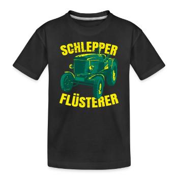 Schlepper Flüsterer Landwirtschaft Traktorfahrer - Kinder Premium Bio T-Shirt - Schwarz - Vorne