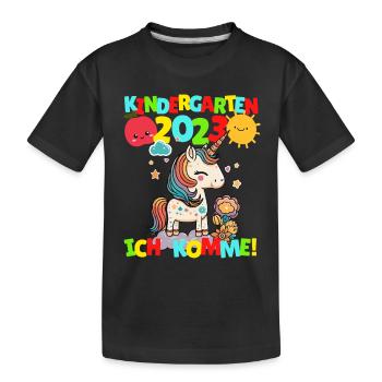 Kindergarten ich komme Kita Kindergartenkind 2023 - Kinder Premium Bio T-Shirt - Schwarz - Vorne