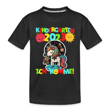 Kindergarten ich komme Kita Kindergartenkind 2023 - Kinder Premium Bio T-Shirt - Schwarz - Vorne