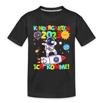 Kindergarten ich komme Kita Kindergartenkind 2023 - Kinder Premium Bio T-Shirt - Schwarz - Vorne