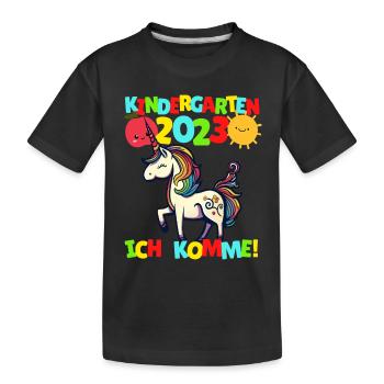 Kindergarten ich komme Kita Kindergartenkind 2023 - Kinder Premium Bio T-Shirt - Schwarz - Vorne