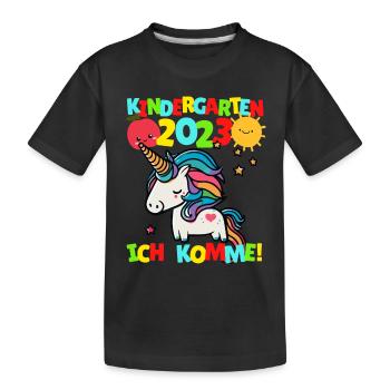 Kindergarten ich komme Kita Kindergartenkind 2023 - Kinder Premium Bio T-Shirt - Schwarz - Vorne