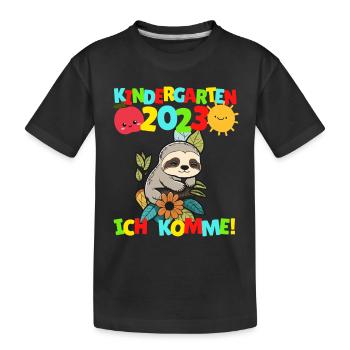Kindergarten ich komme Kita Kindergartenkind 2023 - Kinder Premium Bio T-Shirt - Schwarz - Vorne