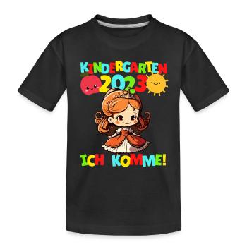 Kindergarten ich komme Kita Kindergartenkind 2023 - Kinder Premium Bio T-Shirt - Schwarz - Vorne