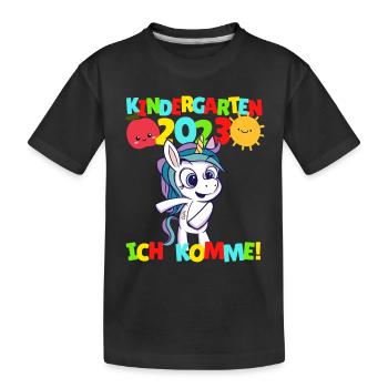 Kindergarten ich komme Kita Kindergartenkind 2023 - Kinder Premium Bio T-Shirt - Schwarz - Vorne