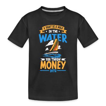 Bateau papa Capitaine Pontoon Sailor Croisière - T-shirt bio Premium Enfant - noir - Devant
