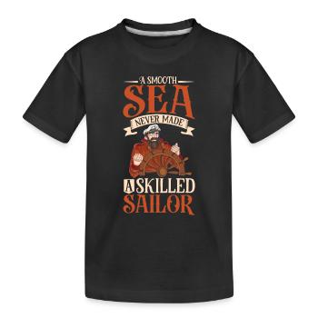 Bateau papa Capitaine Pontoon Sailor Croisière - T-shirt bio Premium Enfant - noir - Devant
