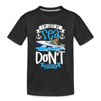 Bateau papa Capitaine Pontoon Sailor Croisière - T-shirt bio Premium Enfant - noir - Devant