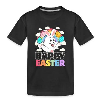 Frohe Ostern - weiße Kaninchen-Ostereier - Kinder Premium Bio T-Shirt - Schwarz - Vorne
